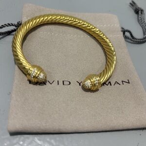 David Yurman Twisted Gold Bracelet with Silver Accents 7mm